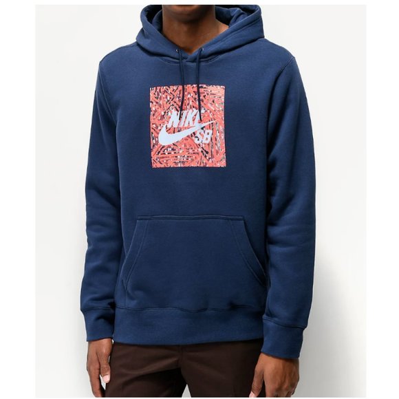 Nike SB Triangle GFX Men's Skateboard Pullover Hoodie - Navy Blue - Picture 4 of 7